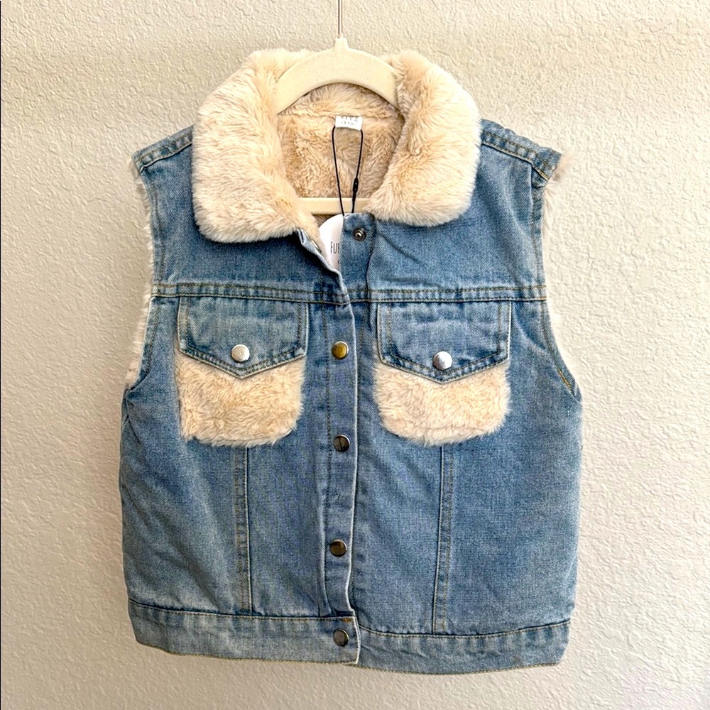 Faux Fur Denim Vest